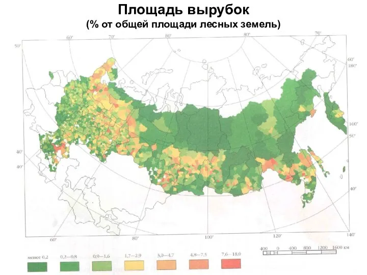 Площадь вырубок (% от общей площади лесных земель)