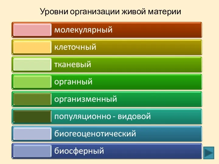 Уровни организации живой материи