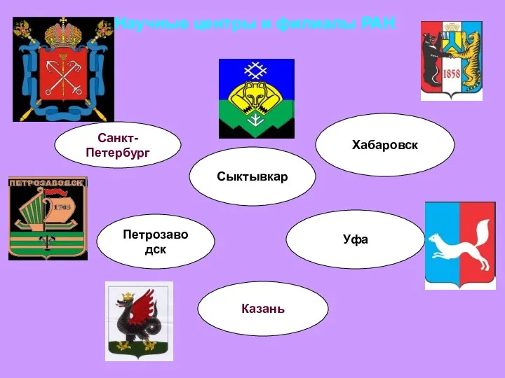 Научные центры и филиалы РАН Санкт-Петербург Петрозаводск Казань Уфа Хабаровск Сыктывкар