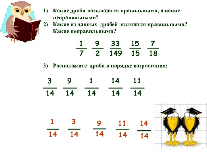 Какие дроби называются правильными, а какие неправильными? Какие из данных дробей