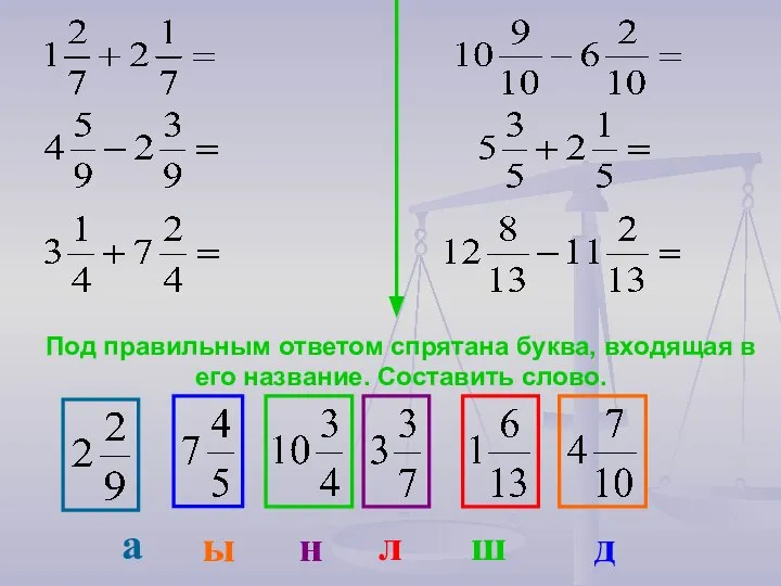 Под правильным ответом спрятана буква, входящая в его название. Составить слово.