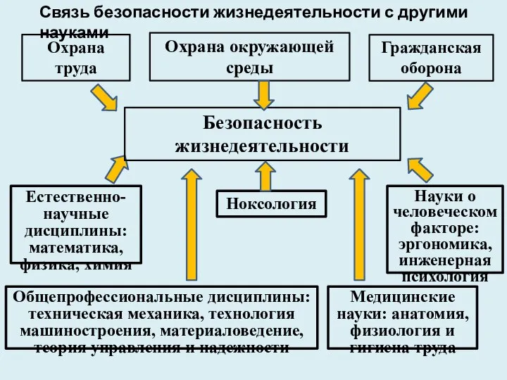 Охрана окружающей среды Гражданская оборона Охрана труда Ноксология Безопасность жизнедеятельности Естественно-научные