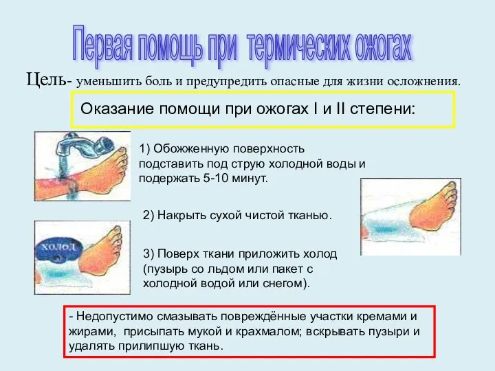 Цель- уменьшить боль и предупредить опасные для жизни осложнения. Оказание помощи