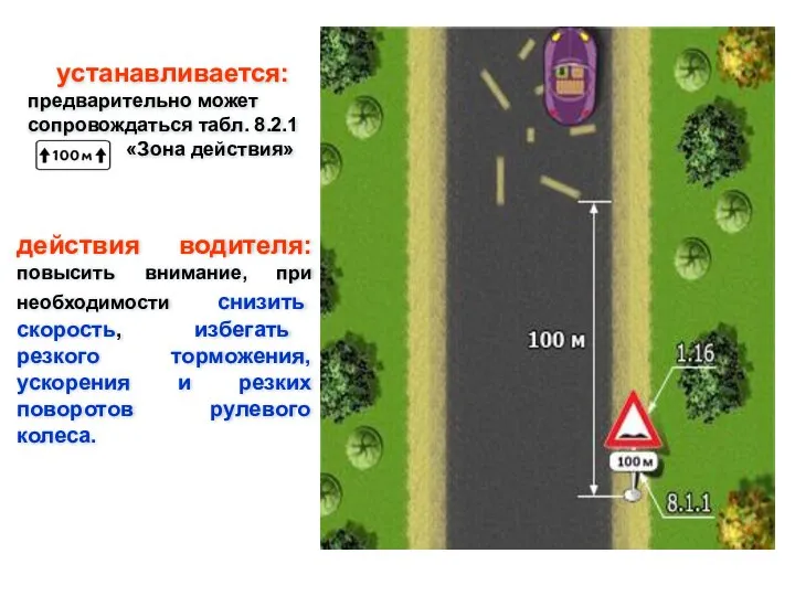 устанавливается: предварительно может сопровождаться табл. 8.2.1 «Зона действия» действия водителя: повысить