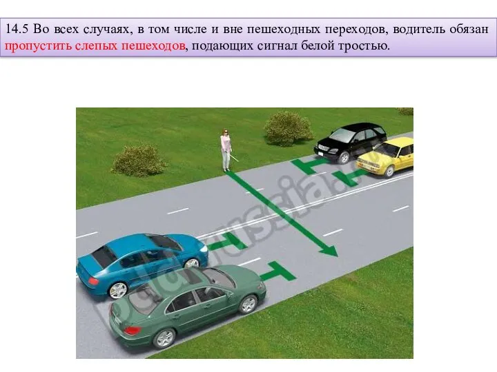 14.5 Во всех случаях, в том числе и вне пешеходных переходов,