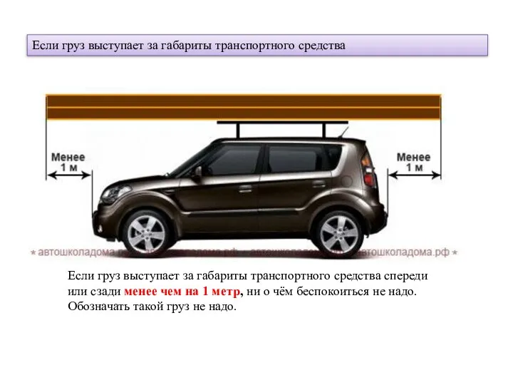 Если груз выступает за габариты транспортного средства Если груз выступает за