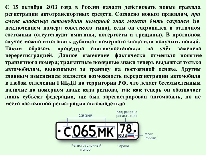 С 15 октября 2013 года в России начали действовать новые правила