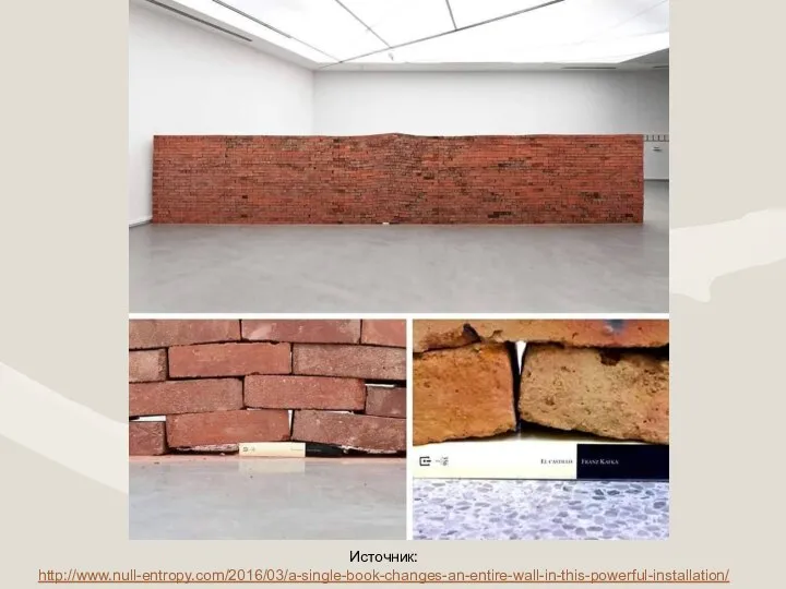 Источник: http://www.null-entropy.com/2016/03/a-single-book-changes-an-entire-wall-in-this-powerful-installation/