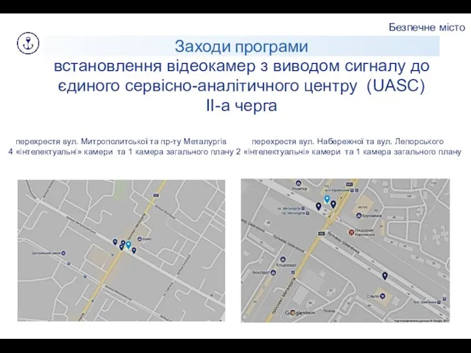 Безпечне місто Заходи програми встановлення відеокамер з виводом сигналу до єдиного