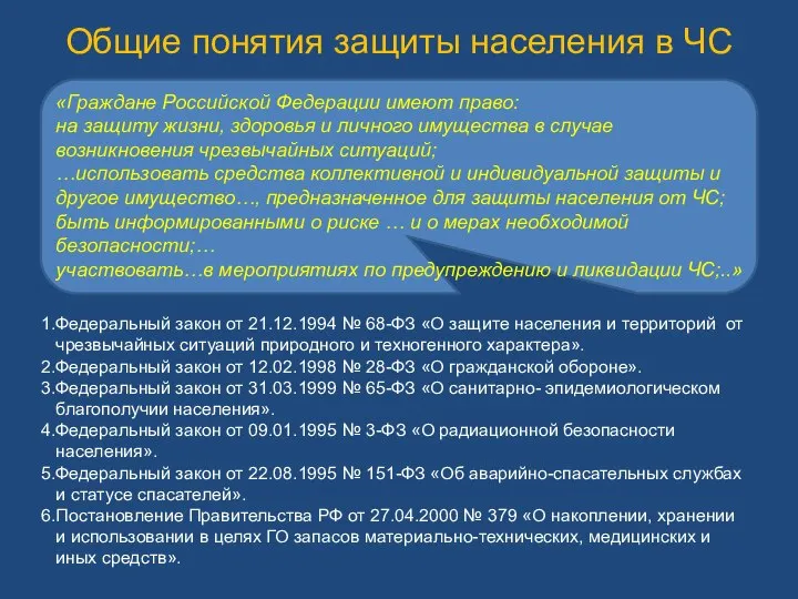 «Граждане Российской Федерации имеют право: на защиту жизни, здоровья и личного