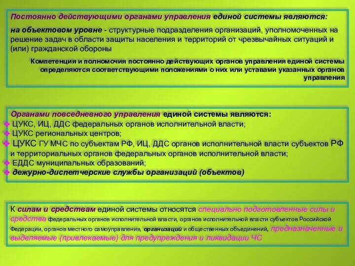 Постоянно действующими органами управления единой системы являются: на объектовом уровне -