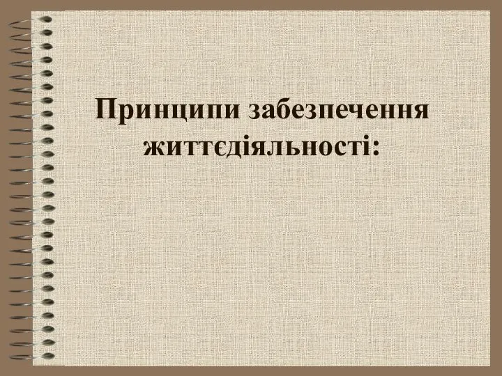 Принципи забезпечення життєдіяльності: