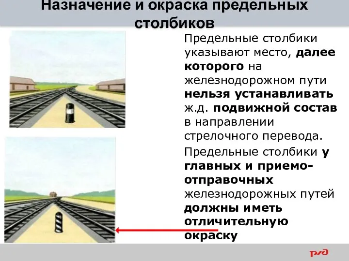 Назначение и окраска предельных столбиков Предельные столбики указывают место, далее которого