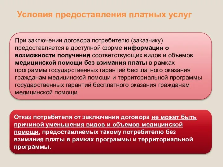 Условия предоставления платных услуг При заключении договора потребителю (заказчику) предоставляется в