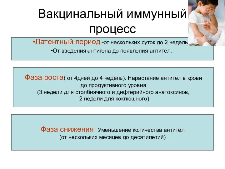 Вакцинальный иммунный процесс Латентный период -от нескольких суток до 2 недель.