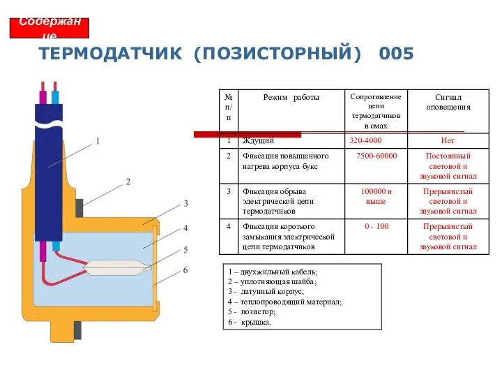 ТЕРМОДАТЧИК (ПОЗИСТОРНЫЙ) 005 Содержание