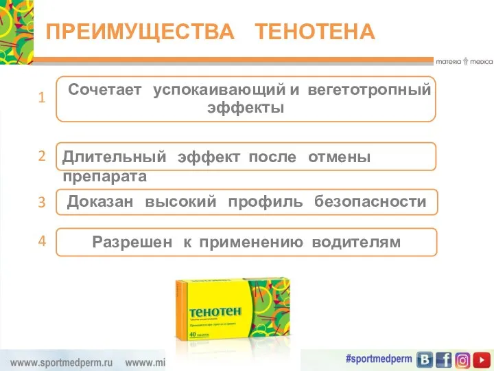 Сочетает успокаивающий и вегетотропный эффекты Доказан высокий профиль безопасности Длительный эффект