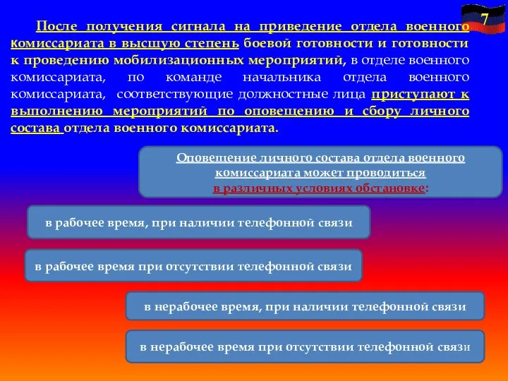 Оповещение личного состава отдела военного комиссариата может проводиться в различных условиях