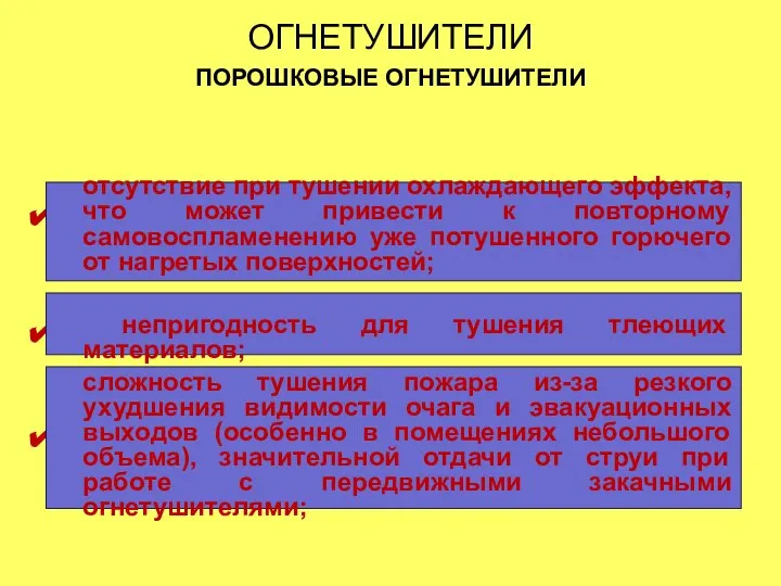 ОГНЕТУШИТЕЛИ ПОРОШКОВЫЕ ОГНЕТУШИТЕЛИ НЕДОСТАТКИ ПОРОШКОВЫХ ОГНЕТУШИТЕЛЕЙ . . . отсутствие при