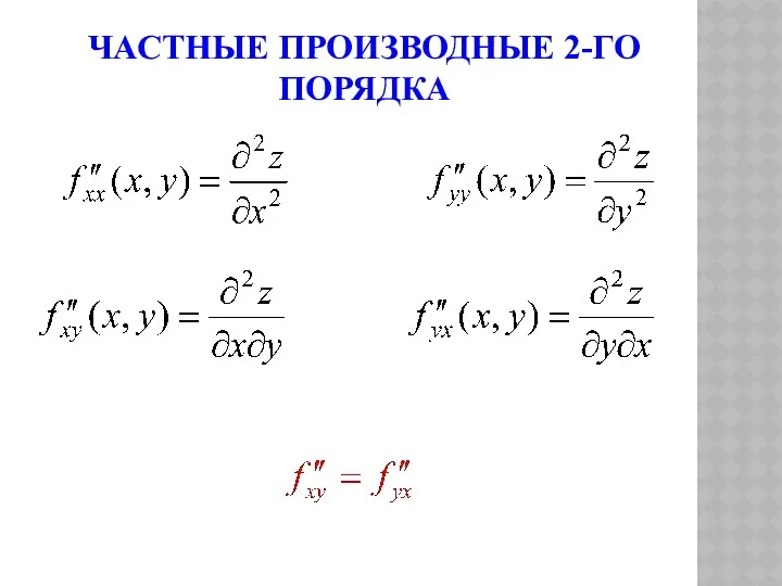 ЧАСТНЫЕ ПРОИЗВОДНЫЕ 2-ГО ПОРЯДКА