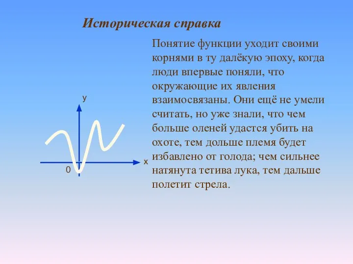 Понятие функции уходит своими корнями в ту далёкую эпоху, когда люди