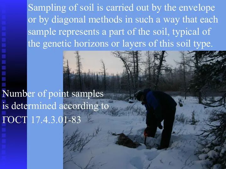 Sampling of soil is carried out by the envelope or by