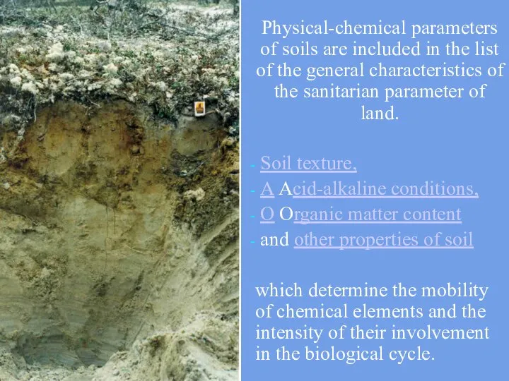 Physical-chemical parameters of soils are included in the list of the