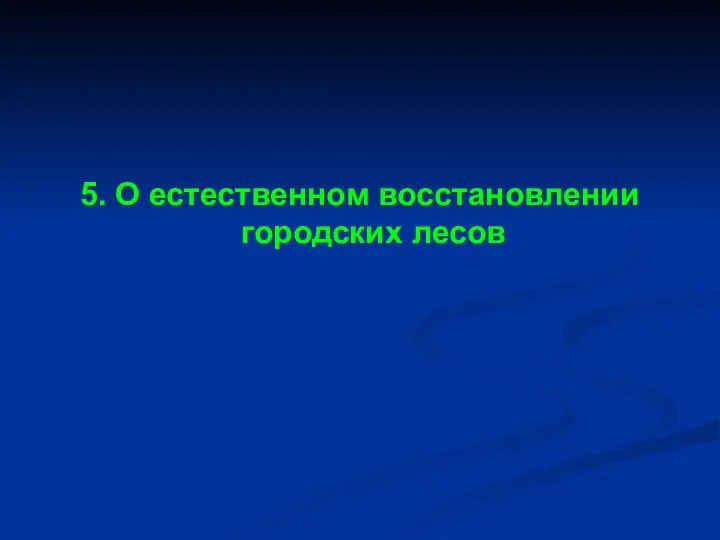 5. О естественном восстановлении городских лесов