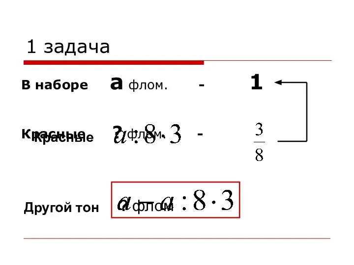 1 задача В наборе a флом. - 1 Красные ? флом.