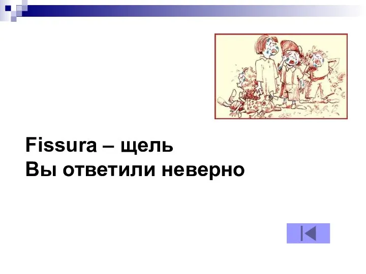 Fissura – щель Вы ответили неверно