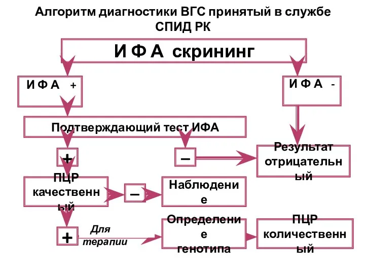 Алгоритм диагностики ВГС принятый в службе СПИД РК И Ф А