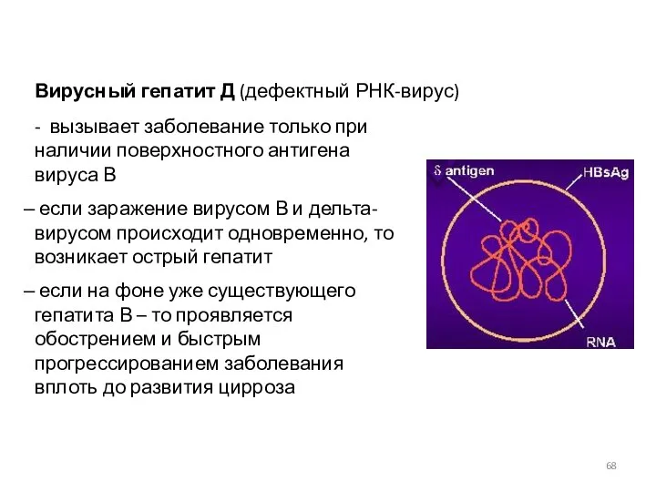 - вызывает заболевание только при наличии поверхностного антигена вируса В если