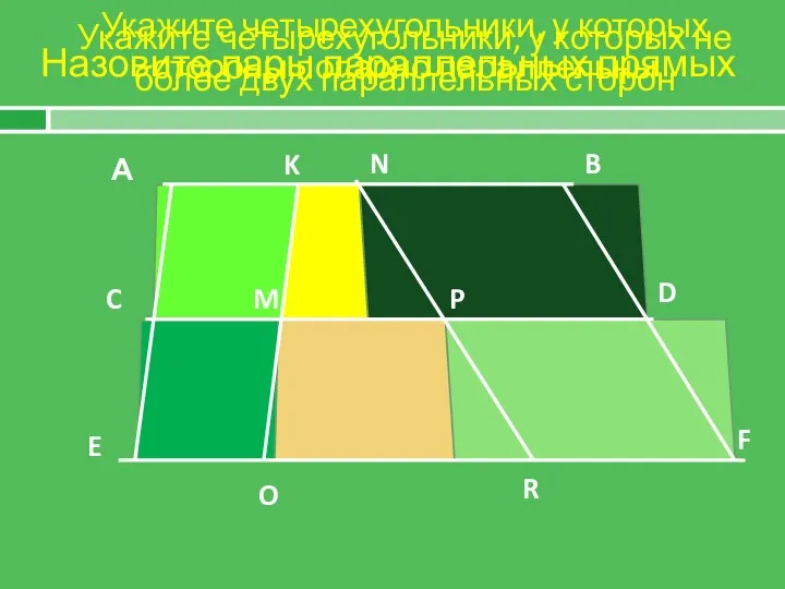 Назовите пары параллельных прямых А B C D E F K