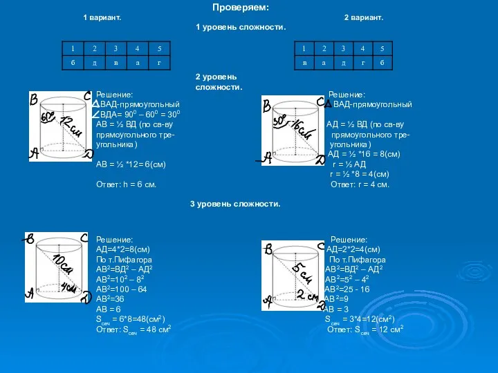 Проверяем: 1 вариант. 2 вариант. 1 уровень сложности. 2 уровень сложности.