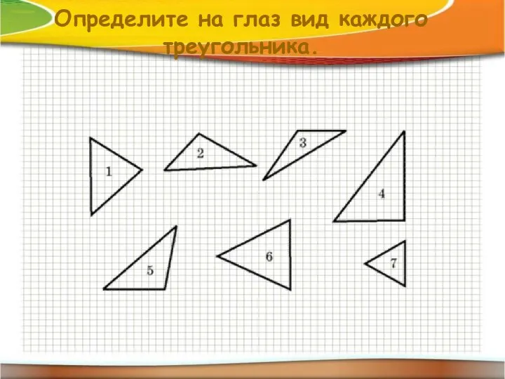 Определите на глаз вид каждого треугольника.