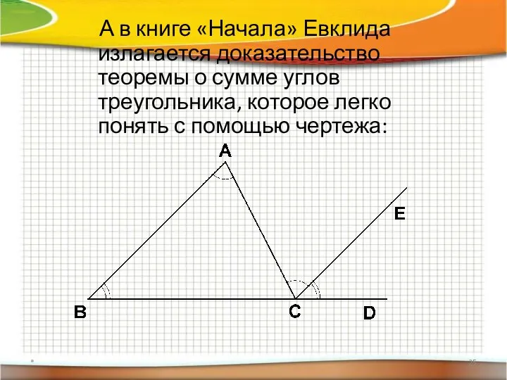 * А в книге «Начала» Евклида излагается доказательство теоремы о сумме