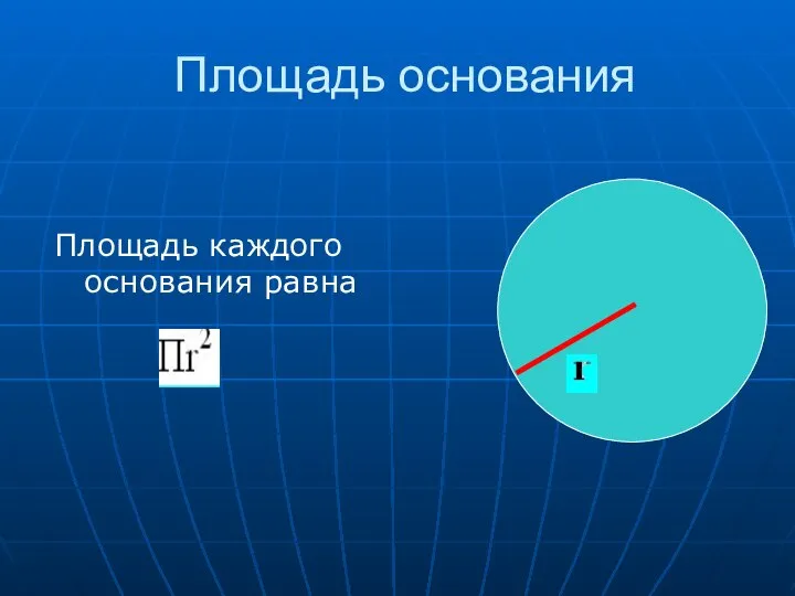 Площадь основания Площадь каждого основания равна