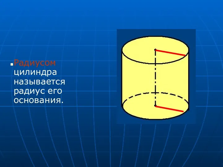 Радиусом цилиндра называется радиус его основания.