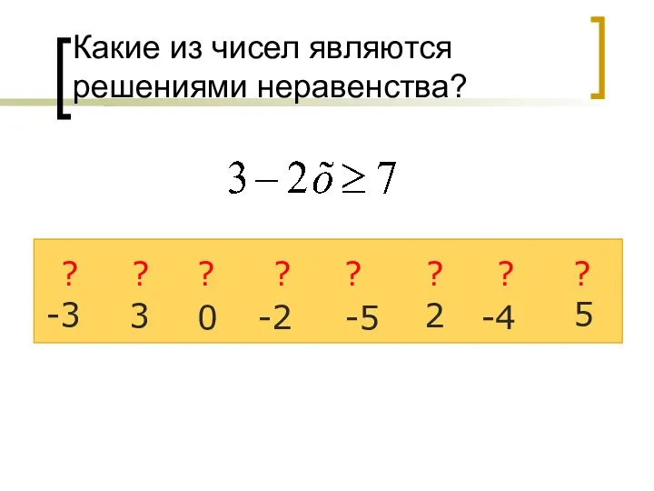 Какие из чисел являются решениями неравенства? -3 3 0 -2 -5