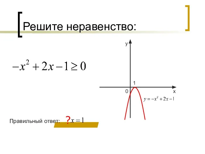 Решите неравенство: ? 1 Правильный ответ: