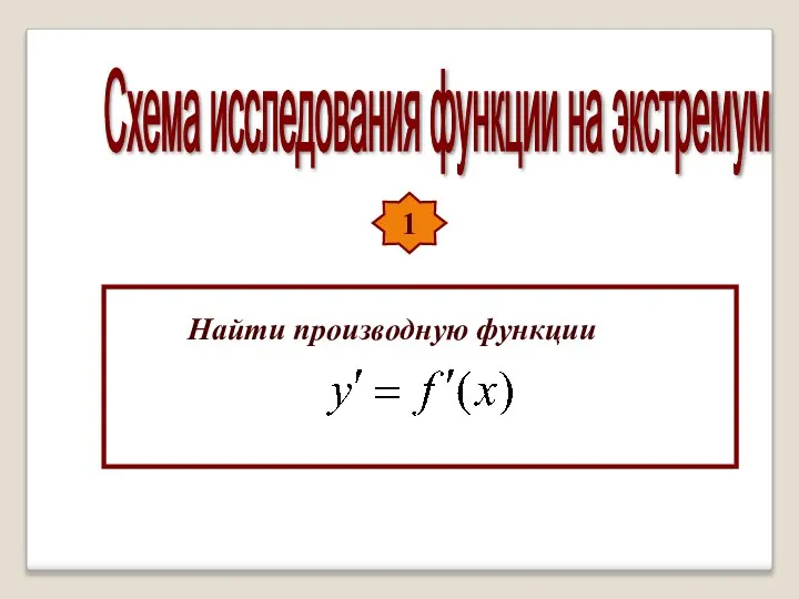 Схема исследования функции на экстремум 1 Найти производную функции