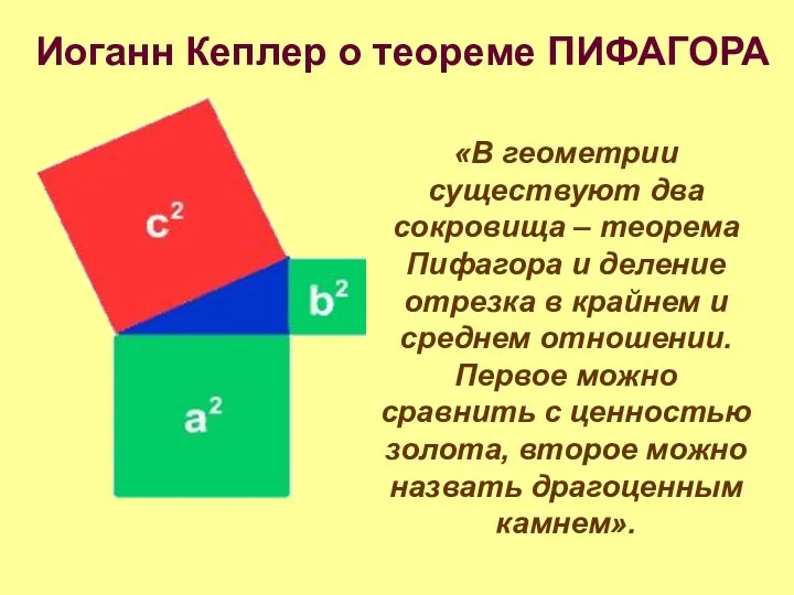 «В геометрии существуют два сокровища – теорема Пифагора и деление отрезка