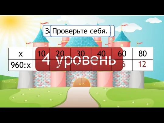 4 уровень Заполните таблицу. 96 48 32 24 16 12 Проверьте себя.