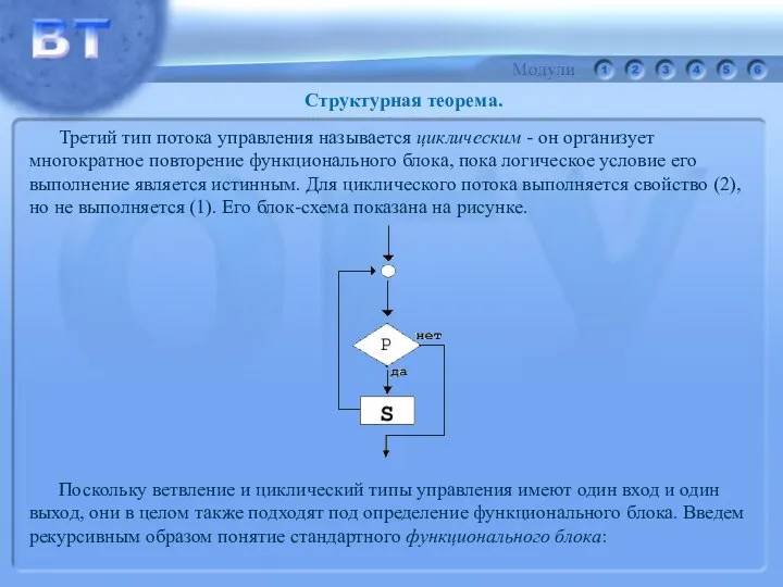 Третий тип потока управления называется циклическим - он организует многократное повторение