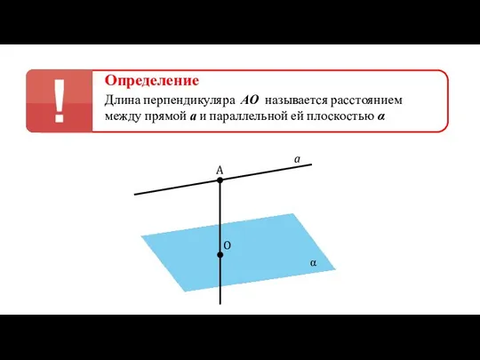 Определение Длина перпендикуляра АО называется расстоянием между прямой а и параллельной
