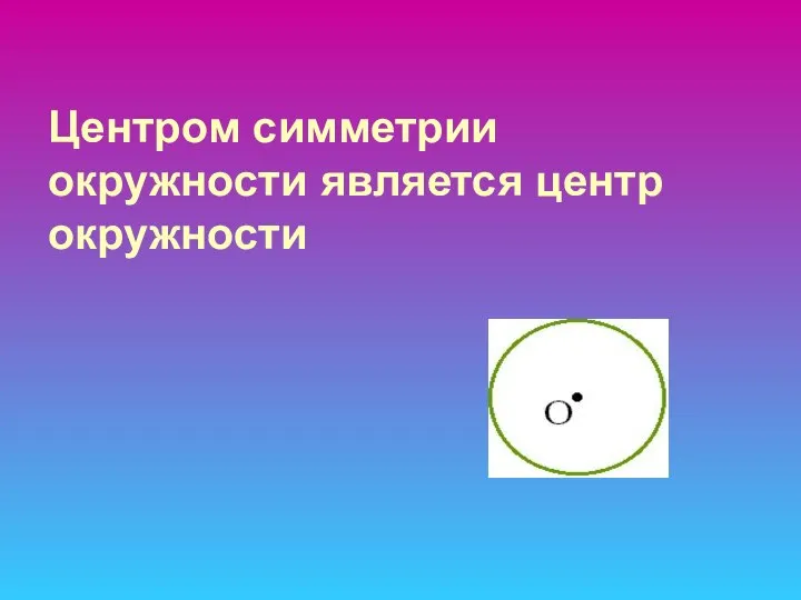 Центром симметрии окружности является центр окружности