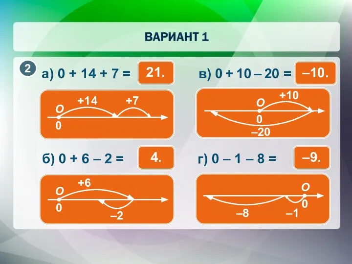 а) 0 + 14 + 7 = O 0 +14 +7