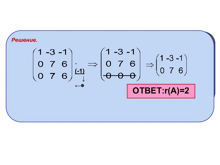 Решение. ОТВЕТ:r(A)=2