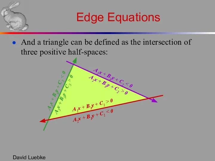 David Luebke Edge Equations And a triangle can be defined as