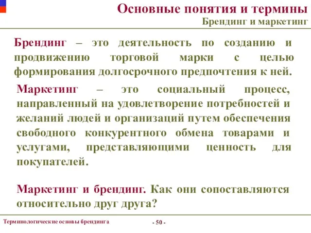 - - Терминологические основы брендинга Основные понятия и термины Брендинг и